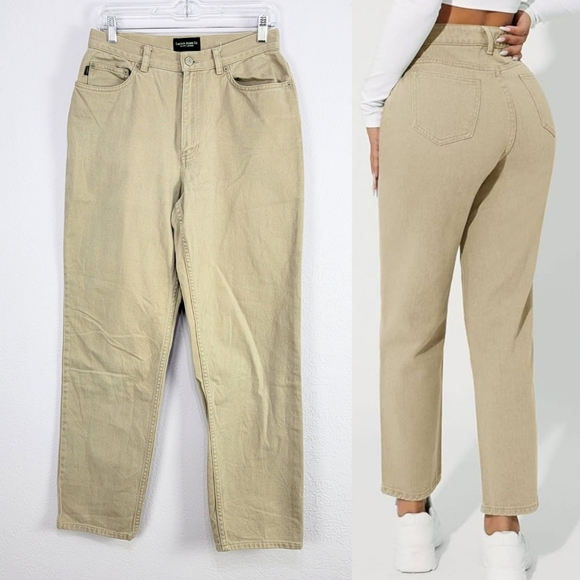Vintage Lauren Jeans Co Tan Khaki High Rise Straight-leg Jeans Women's Size 8 - Picture 1 of 16